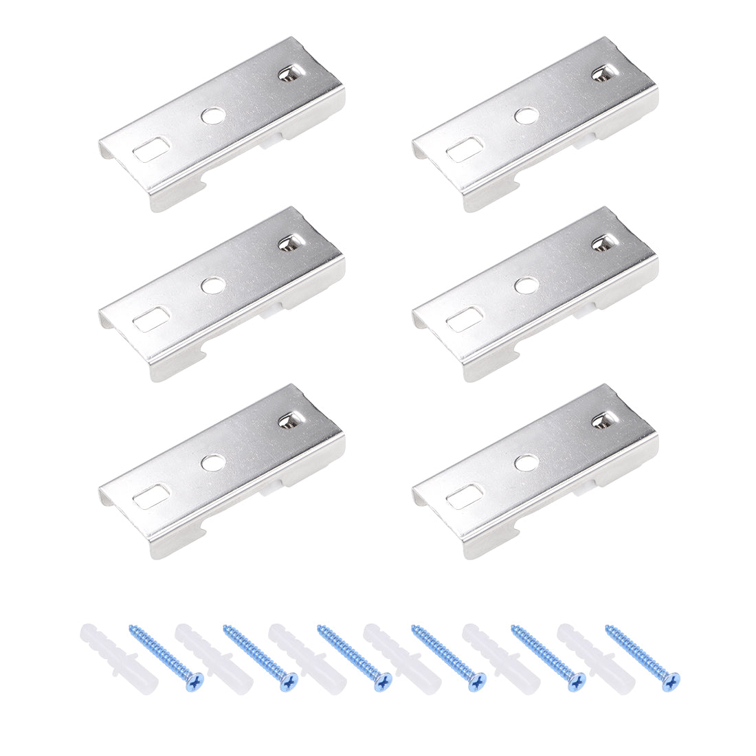 uxcell Uxcell Curtain Rod Bracket Stainless Steel Drapery Track Holder for 20mm Rail Top Mounted on Ceiling 6 Pcs