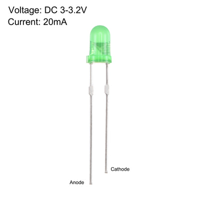 Harfington Uxcell 20pcs 3mm Infrared Emitter Diodes DC 3-3.2V 20mA LED IR Emitting Green Head