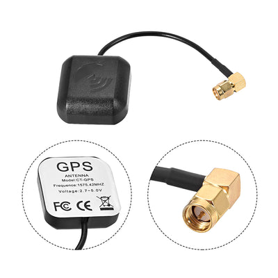 Harfington Uxcell GPS Active Antenna 90-Degree SMA Male Plug 28dB Magnetic Mount 0.1 Meter
