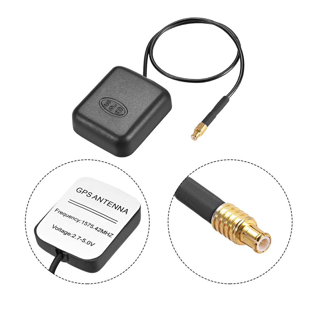 uxcell Uxcell GPS Active Antenna MCX Plug 28dB Aerial Connector Cable with Magnetic Mount 1 Meters Wire