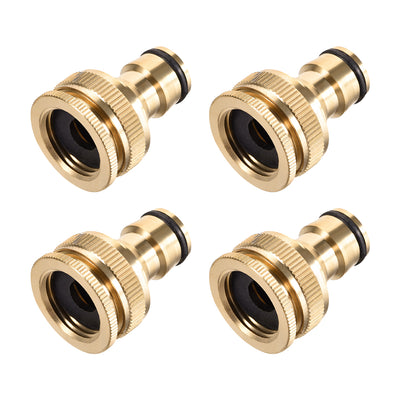 Harfington Uxcell Brass Faucet Tap Quick Connector G1/2 G3/4 Female Thread Hose Pipe Adapter 4pcs