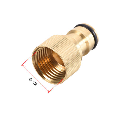 Harfington Uxcell Brass Faucet Tap Quick Connector G1/2 Female Thread Hose Pipe Socket Adapter