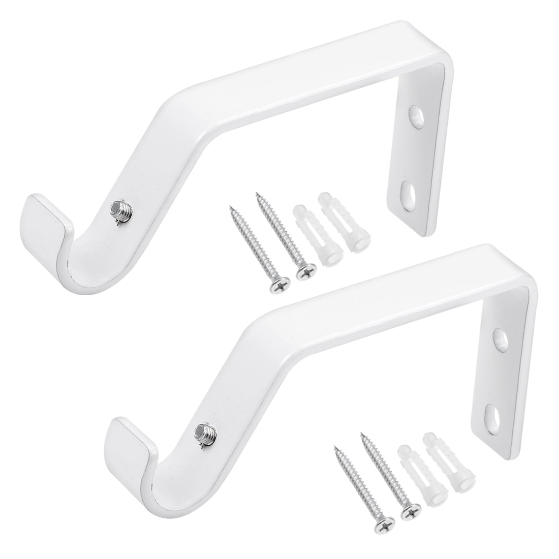 uxcell Uxcell Curtain Rod Bracket Iron Single Holder Support for 16mm Drapery Rod, 99 x 49 x 15mm White 2Pcs
