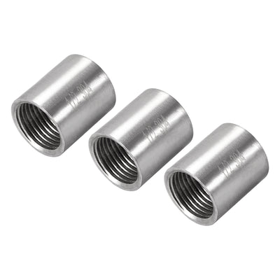 Harfington Uxcell Stainless Steel 304 Cast Pipe Fittings Coupling Fitting 1/2 x 1/2 G Female 3pcs
