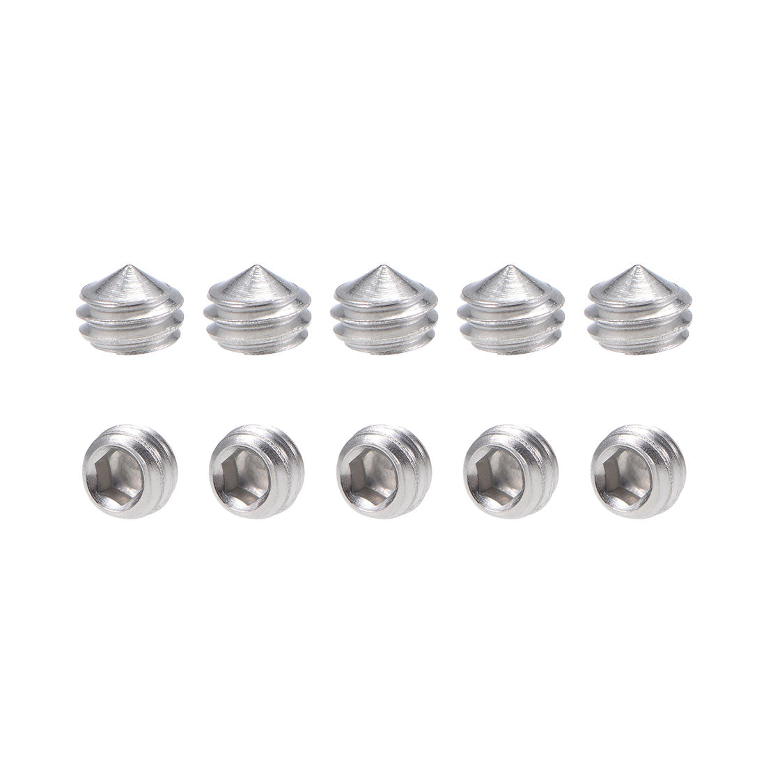 uxcell Uxcell 50Pcs M4x3mm Internal Hex Socket Set Grub Screws Cone Point 304 Stainless Steel Screw