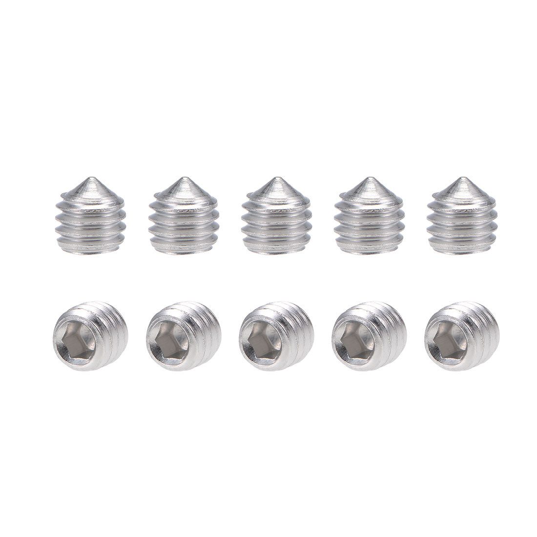 uxcell Uxcell 40Pcs M6x6mm Internal Hex Socket Set Grub Screws Cone Point 304 Stainless Steel Screw