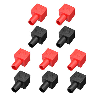 Harfington Uxcell Battery Terminal Insulating Rubber Protector Covers Square for 7mm Cable 14mm Terminal Red Black 5 Pairs