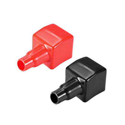 Harfington Uxcell Battery Terminal Insulating Rubber Protector Covers for 15mm Cable Square Red Black 1 Pair