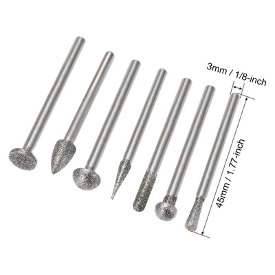 Harfington Uxcell Diamond Burrs Set Grinding Drill Bits for Carving Rotary Tool 1/8-Inch Shank Small Head 120 Grit 50 Pcs
