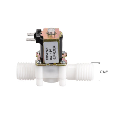 Harfington Uxcell DC12V G1/2 Plastic Water Electric Solenoid Valve Normally Open N/O Pressure Water Inlet Flow Switch