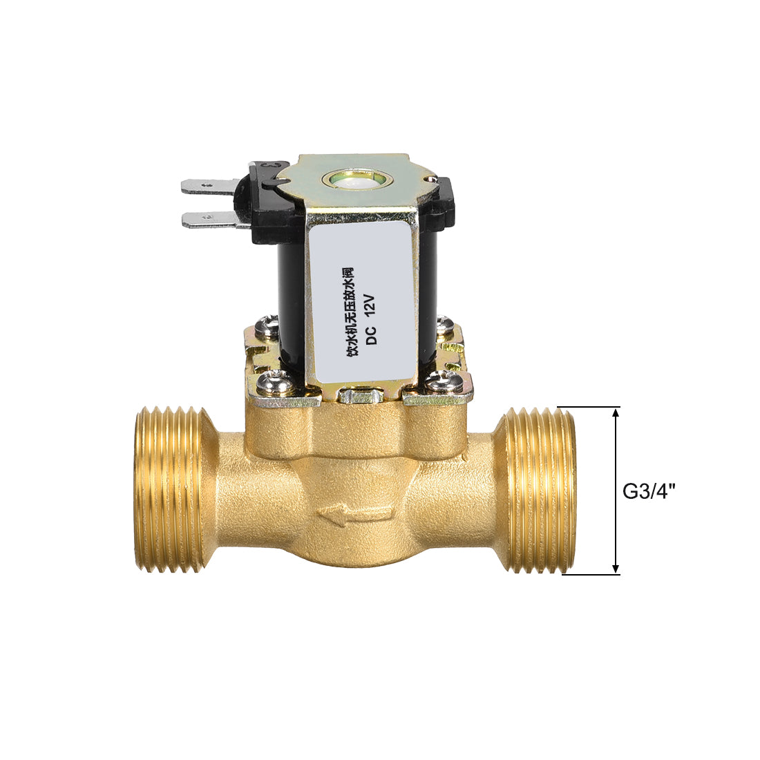 uxcell Uxcell DC12V G3/4 Brass Water Electric Solenoid Valve Normally Closed N/C No Pressure Water Inlet Flow Switch Electric Magnetic Valve