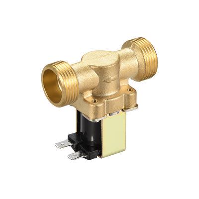 Harfington Uxcell DC12V G3/4 Brass Water Electric Solenoid Valve Normally Closed N/C No Pressure Water Inlet Flow Switch Electric Magnetic Valve