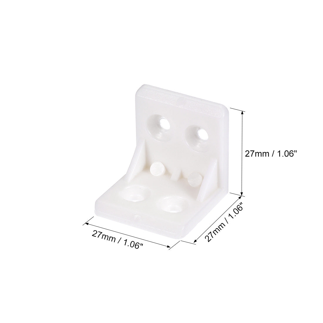 uxcell Uxcell Shelf Cabinet Door 90 Degree Plastic Corner Braces 27x27x27mm Angle Brackets, 12 Pcs White