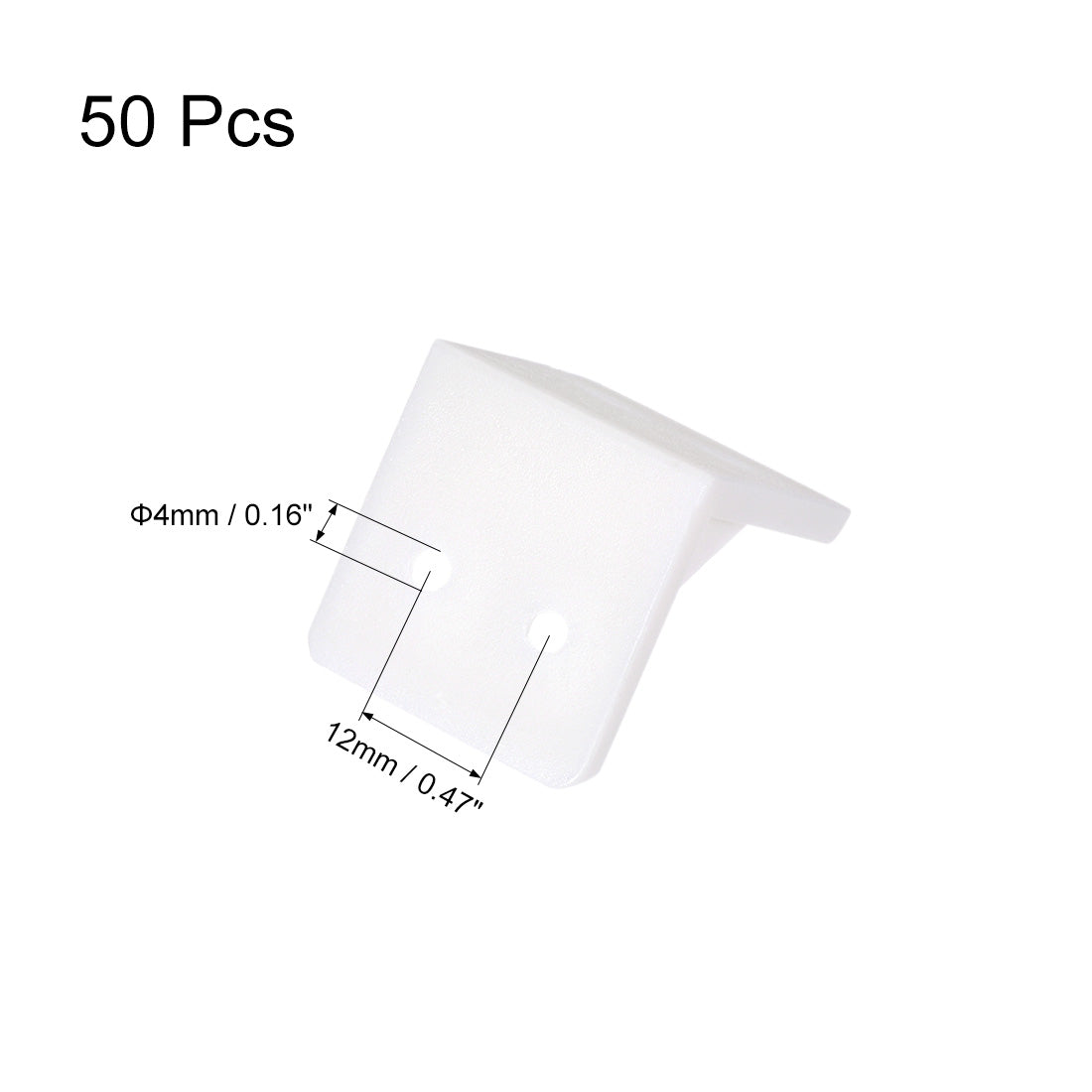 uxcell Uxcell Shelf Cabinet Door 90 Degree Plastic Corner Braces 27x27x27mm Angle Brackets, 50 Pcs White