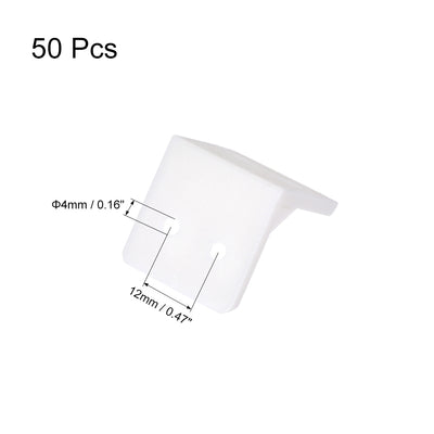 Harfington Uxcell Shelf Cabinet Door 90 Degree Plastic Corner Braces 27x27x27mm Angle Brackets, 50 Pcs White