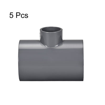 Harfington Uxcell PVC Pipe Fitting Tee 401-Series Gray 1-inch x 2-inch Socket 5pcs