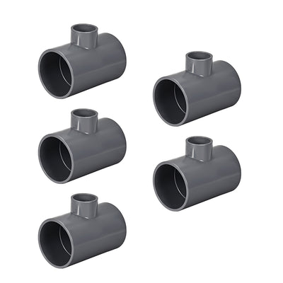uxcell Uxcell PVC Pipe Fitting Tee 401-Series Gray 1-inch x 2-inch Socket 5pcs