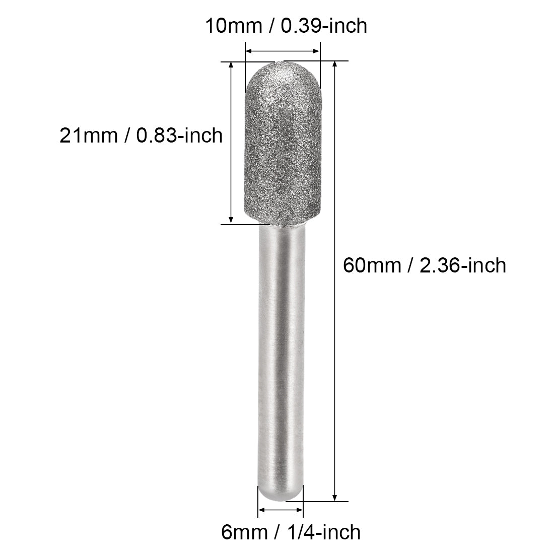 Uxcell Uxcell Diamond Burrs Grinding Drill Bits for Carving Rotary Tool 1/4-Inch Shank 6mm Cylindrical Ball Nose 150 Grit 10 Pcs