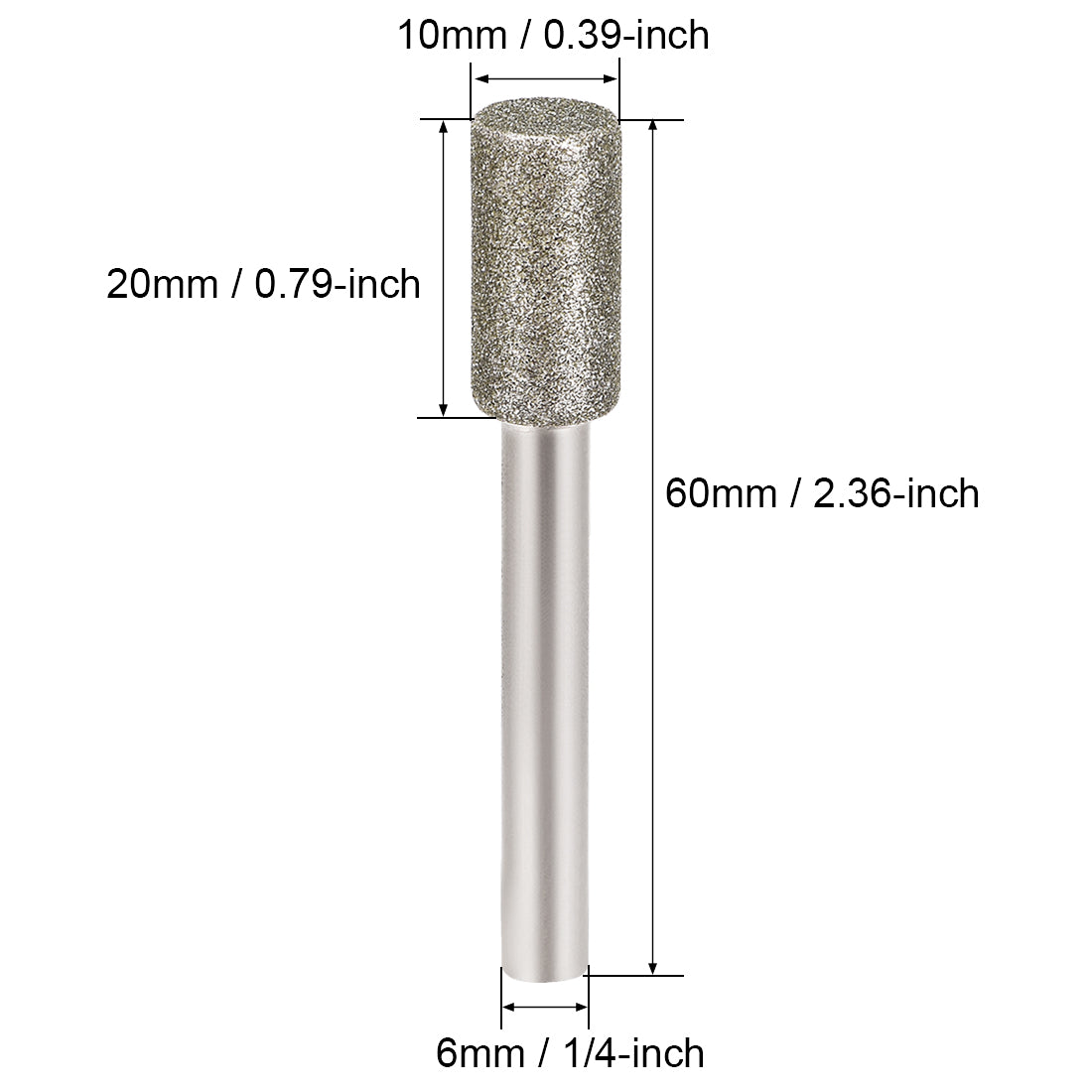 Uxcell Uxcell Diamond Burrs Grinding Drill Bits for Carving Rotary Tool 1/4-Inch Shank 6mm Cylindrical 150 Grit 10 Pcs