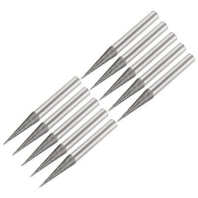Harfington Uxcell Diamond Burrs Grinding Drill Bits for Carving Rotary Tool 1/4-Inch Shank 6mm Pointed 150 Grit 10 Pcs