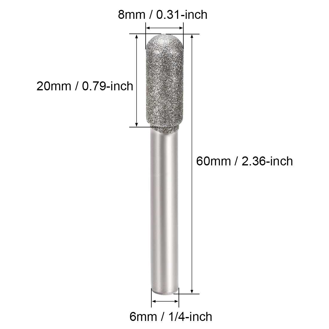 Uxcell Uxcell Diamond Burrs Grinding Drill Bits for Carving Rotary Tool 1/4-Inch Shank 6mm Cylindrical Ball Nose 120 Grit 2 Pcs
