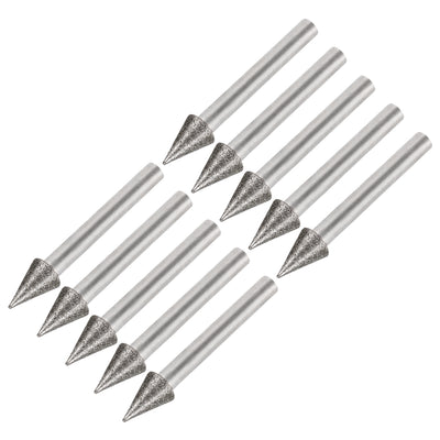 Harfington Uxcell Diamond Burrs Grinding Drill Bits for Carving Rotary Tool 1/4-Inch Shank 10mm Conial 120 Grit 10 Pcs
