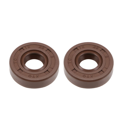 Harfington Uxcell Oil Seal 12mm Inner Dia 28mm OD 8mm Thick Fluorine Rubber Double Lip Seals 2Pcs
