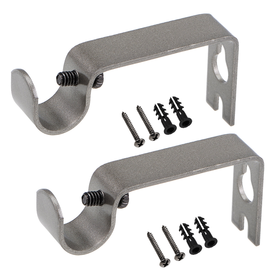 uxcell Uxcell Curtain Rod Bracket Iron Single Holder Support for 16mm Drapery Rod, 73 x 36 x 16mm Gray 2Pcs