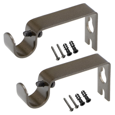 Harfington Uxcell Curtain Rod Bracket Iron Single Holder Support for 16mm Drapery Rod, 73 x 36 x 16mm Brown 2Pcs