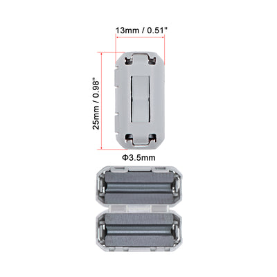 Harfington Uxcell 3.5mm Ferrite Cores Ring Clip-On RFI EMI Noise Suppression Cable Clip Grey 10pcs