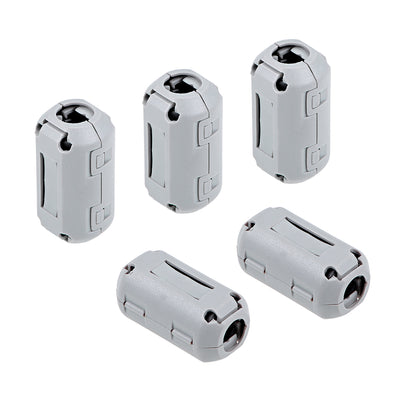 Harfington Uxcell 9mm Ferrite Cores Ring Clip-On RFI EMI Noise Suppression Cable Clip, Grey 5pcs