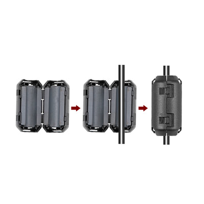Harfington Uxcell 9mm Ferrite Cores Ring Clip-On RFI EMI Noise Suppression Filter Cable Clip, Black 5pcs