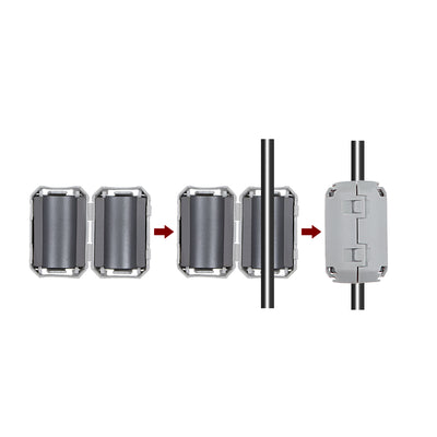 Harfington Uxcell 13mm Ferrite Cores Ring Clip-On RFI EMI Noise Suppression Cable Clip, Grey 5pcs
