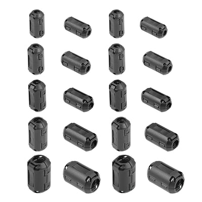 Harfington Uxcell Ferrite Cores Ring 3.5mm 5mm 7mm 9mm 13mm RFI EMI Noise Cable Clip Black 20pcs