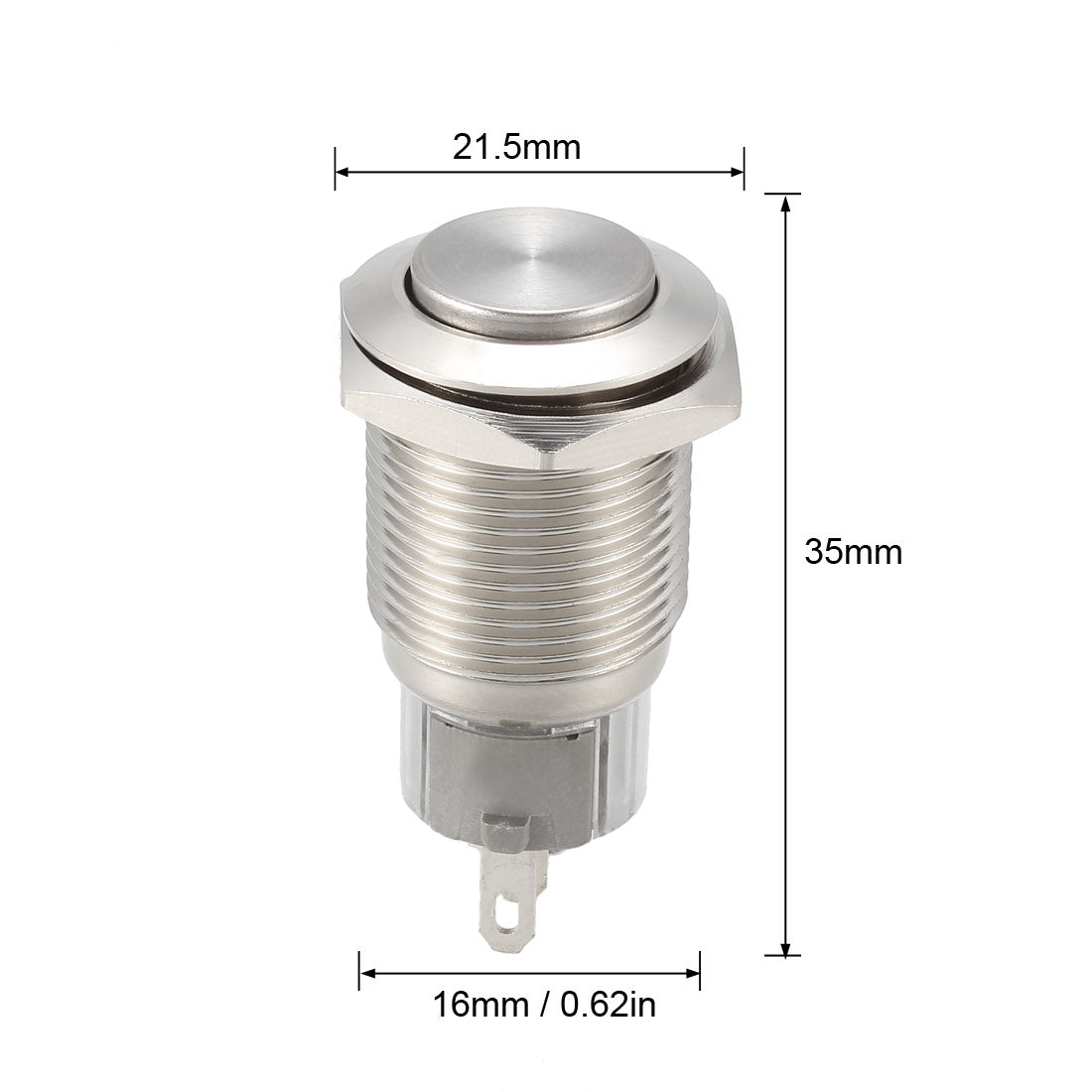 uxcell Uxcell Latching Metal Push Button Switch High Head 16mm Mounting NC NO COM AC 250V 5A