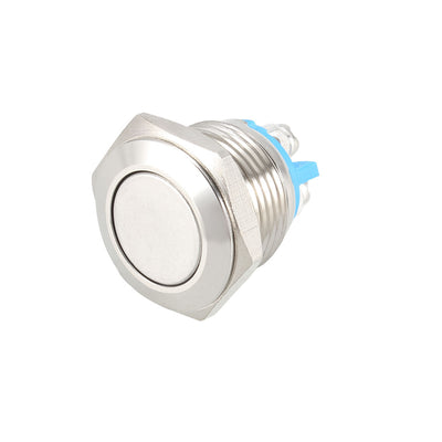 Harfington Uxcell Momentary Metal Push Button Switch Flat Head 16mm Mounting 1NO AC 250V 3A