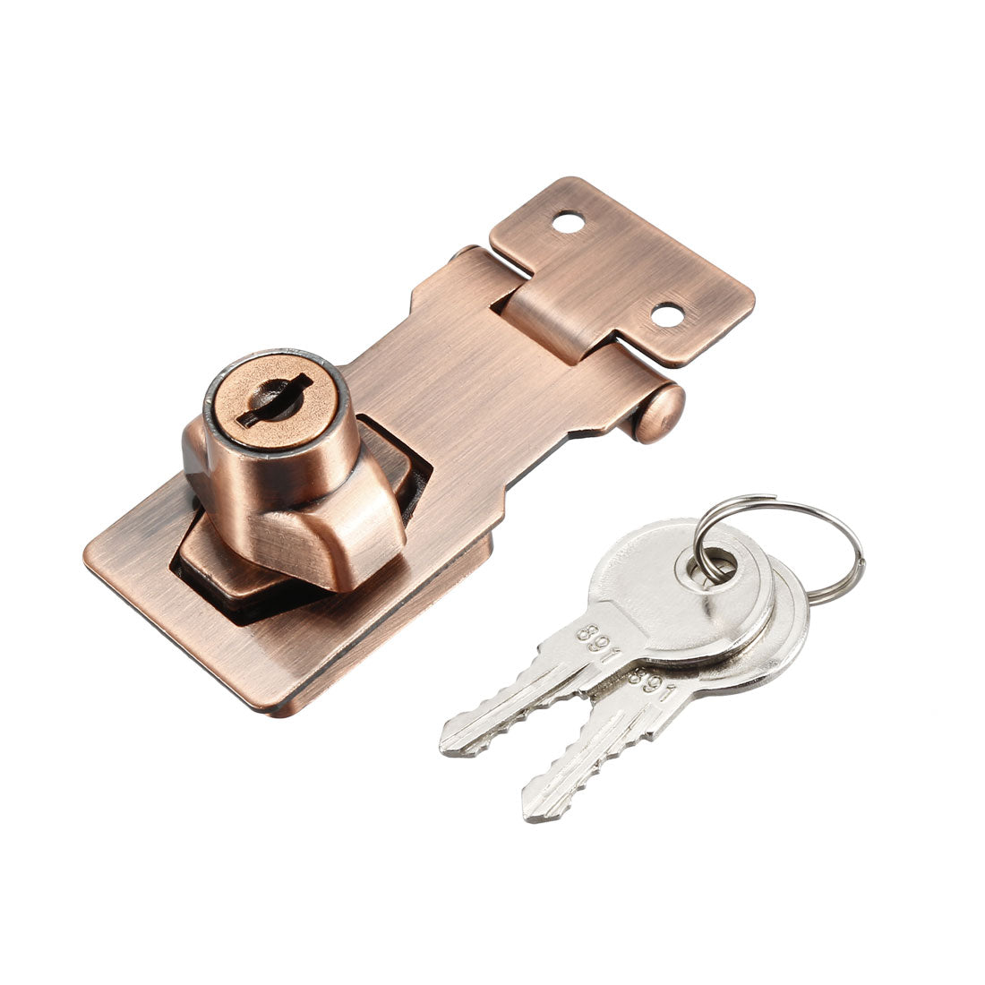 uxcell Uxcell Keyed Hasp Lock 80mm Twist Knob Keyed Locking Hasp for Door Cabinet Keyed Different Red Copper Tone