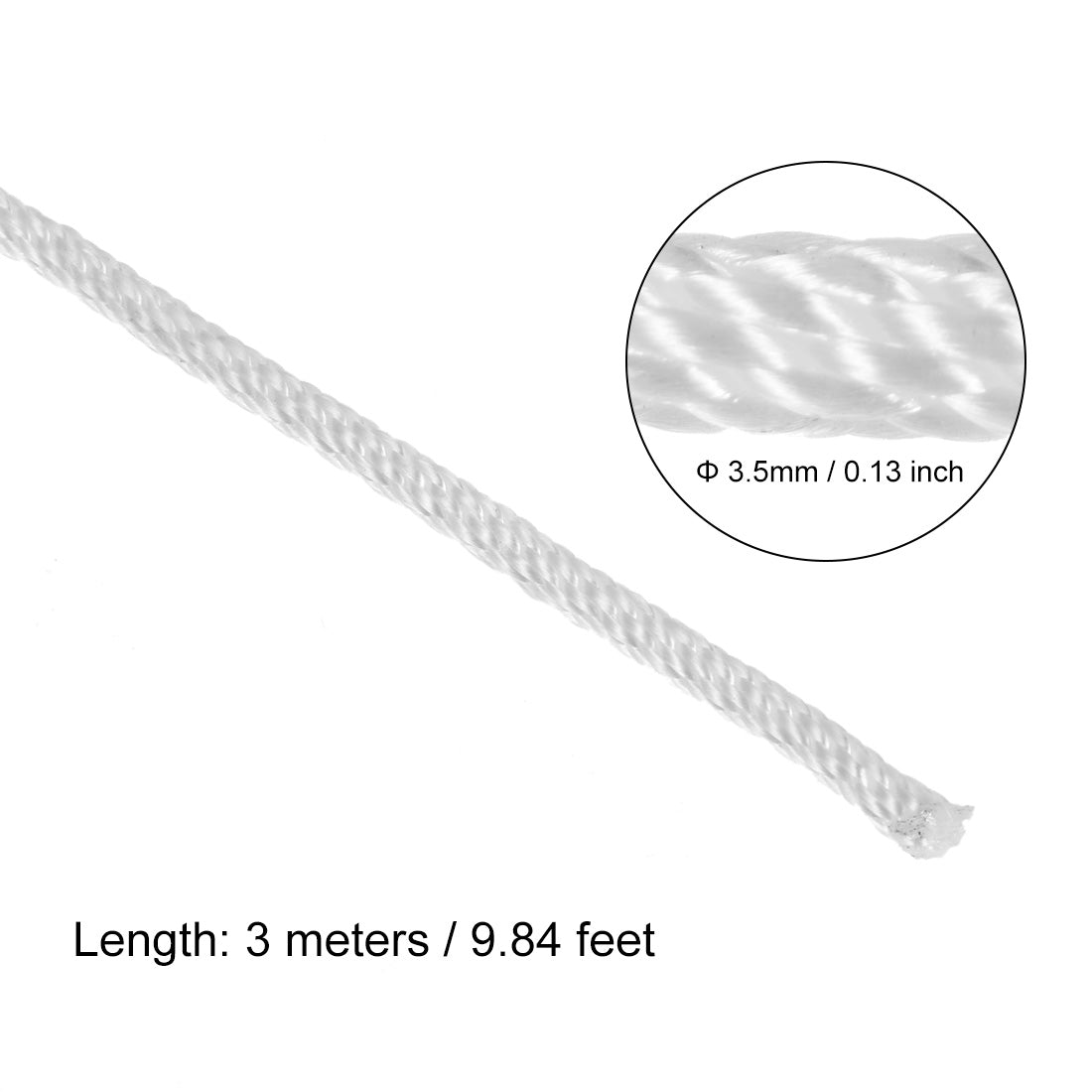 uxcell Uxcell Recoil start Rope 3.5mm Dia 3 Meter 9.8ft Polyester Pull Cord for 152F 154F Lawn Mower Trimmer Engine Part