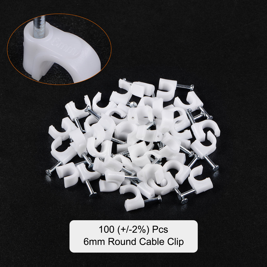 uxcell Uxcell 6mm Cable Wire Clips Nail-In Wire Nail Clamps Cord Organizer Tie Holder 100pcs