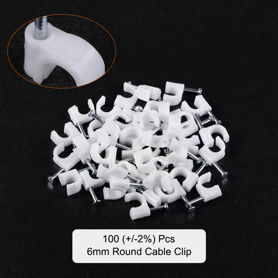 Harfington Uxcell 6mm Cable Wire Clips Nail-In Wire Nail Clamps Cord Organizer Tie Holder 100pcs