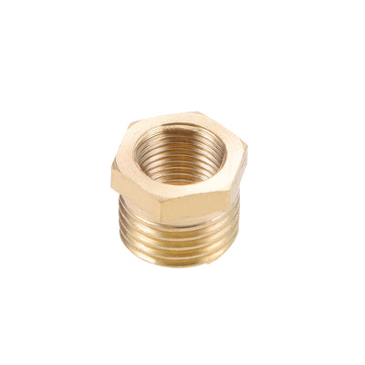 Harfington Uxcell Brass Threaded Pipe Fitting G1/4 Male x G1/8 Female Hex Bushing Adapter 5pcs
