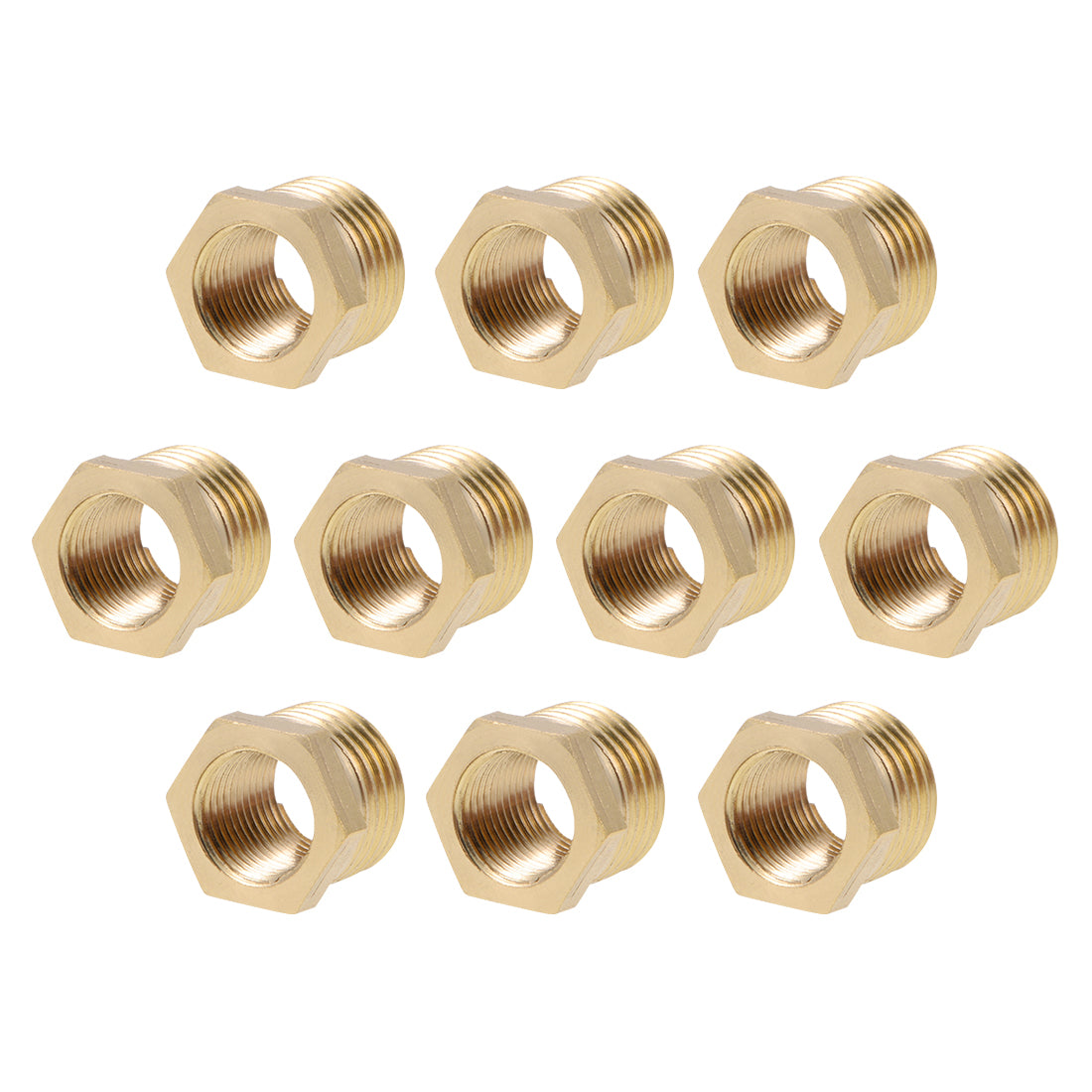 uxcell Uxcell Brass Threaded Pipe Fitting G1/4 Male x G1/8 Female Hex Bushing Adapter 10pcs