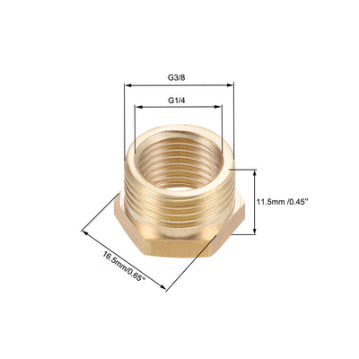 Harfington Uxcell Brass Threaded Pipe Fitting G3/8 Male x G1/4 Female Hex Bushing Adapter 3pcs