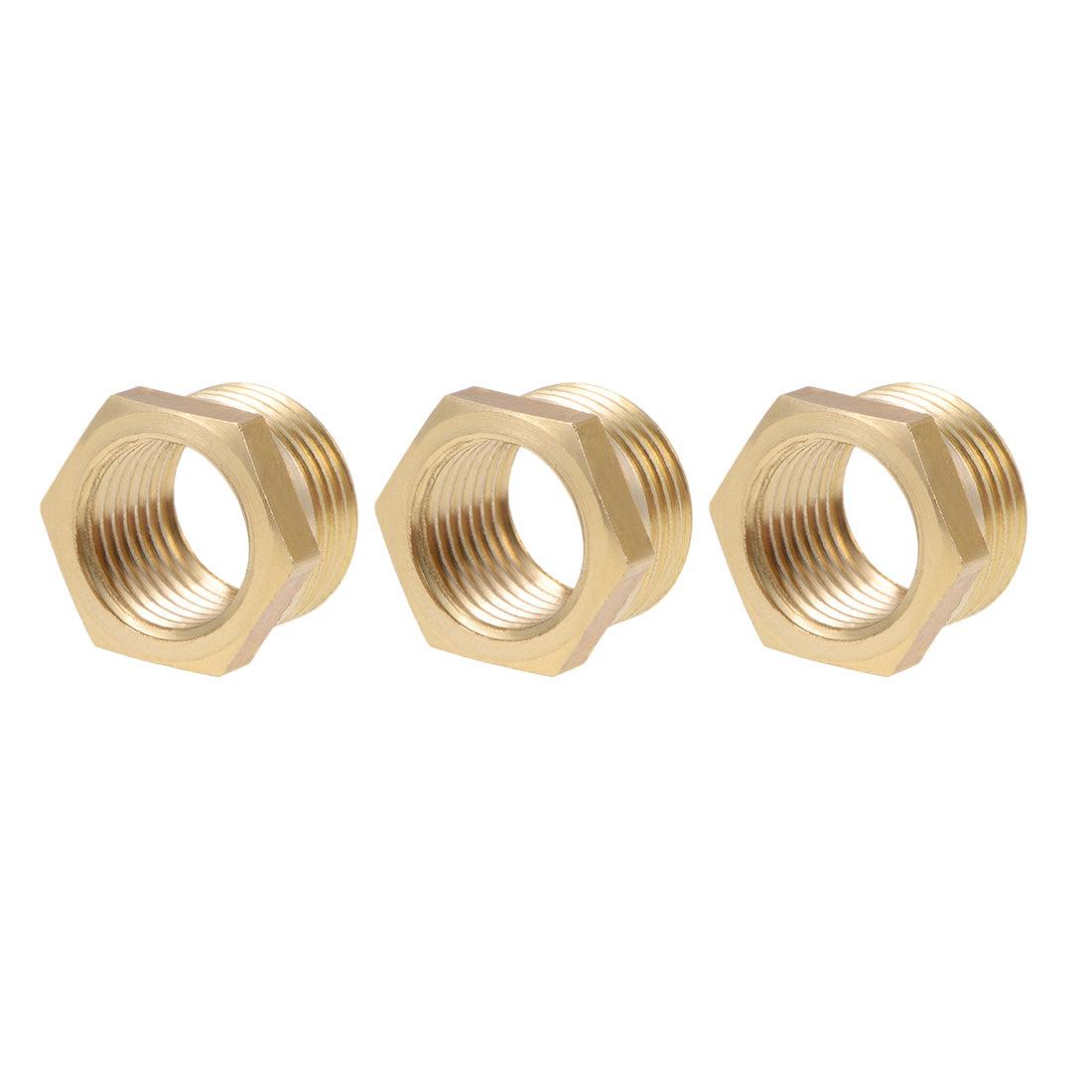 uxcell Uxcell Brass Threaded Pipe Fitting G3/8 Male x G1/4 Female Hex Bushing Adapter 3pcs