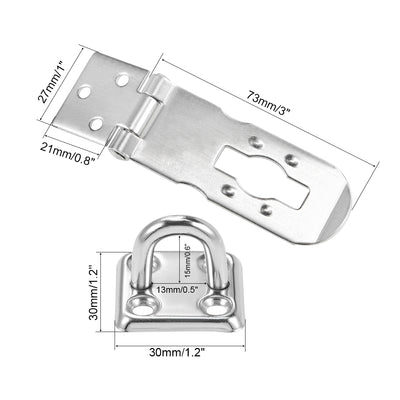Harfington Uxcell Padlock Hasp Door Clasp Hasp Latch Security Safety Bolt Lock Latches 3-inch Stainless Steel