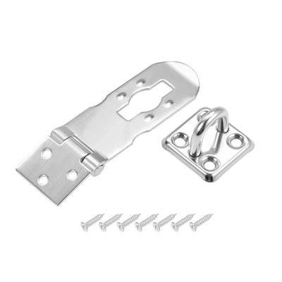 Harfington Uxcell Padlock Hasp Door Clasp Hasp Latch Security Safety Bolt Lock Latches 3-inch Stainless Steel