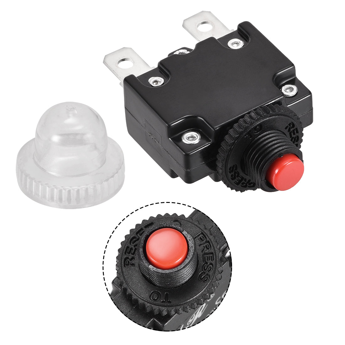 uxcell Uxcell Thermal Circuit Breakers 18A 125/250V AC 32V DC Push Button Reset Overload Protector Switch with Waterproof Cap 2 Pcs