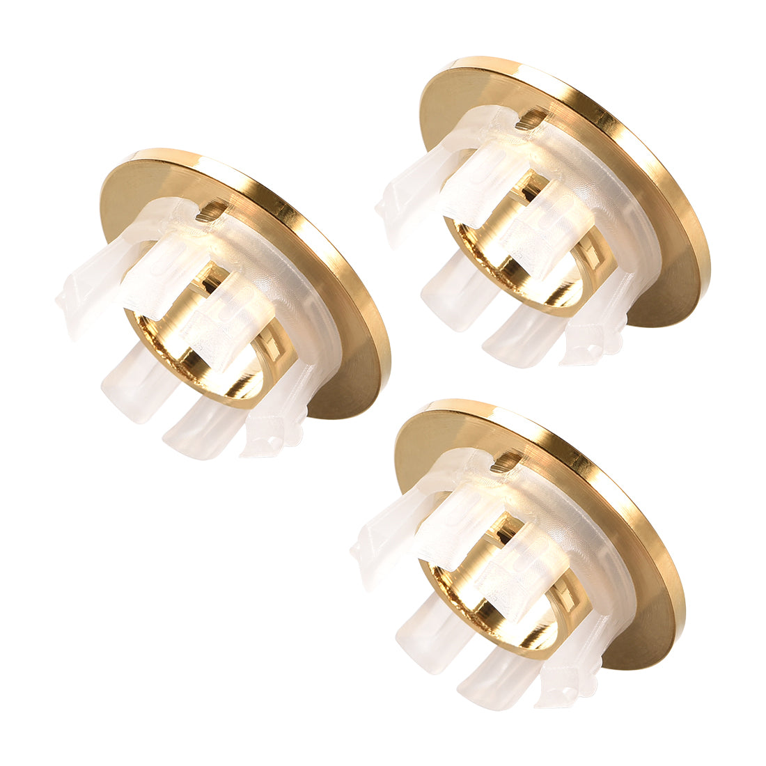 uxcell Uxcell Sink Overflow Covers Kitchen Basin Trim Round Hole Caps Insert Spares Gold Tone 3 Pcs