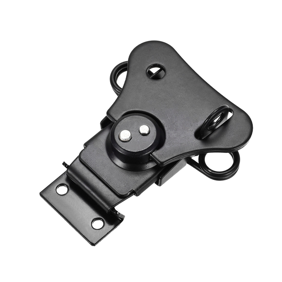 uxcell Uxcell 2.56-inch Iron Spring Loaded Butterfly Twist Latch Keeper Toggle Clamp with Keyhole (Black)