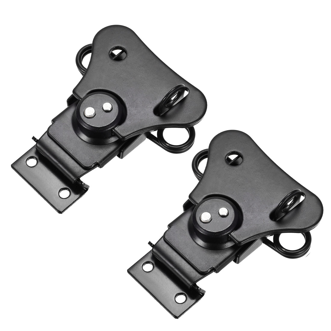 uxcell Uxcell 2.56-inch Iron Spring Loaded Butterfly Twist Latch Keeper Toggle Clamp with Keyhole - 2 Pcs (Black)